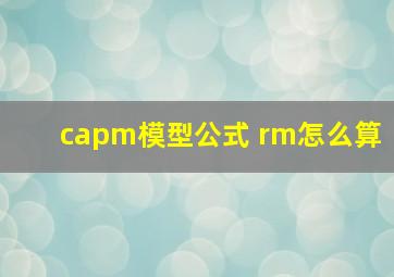 capm模型公式 rm怎么算